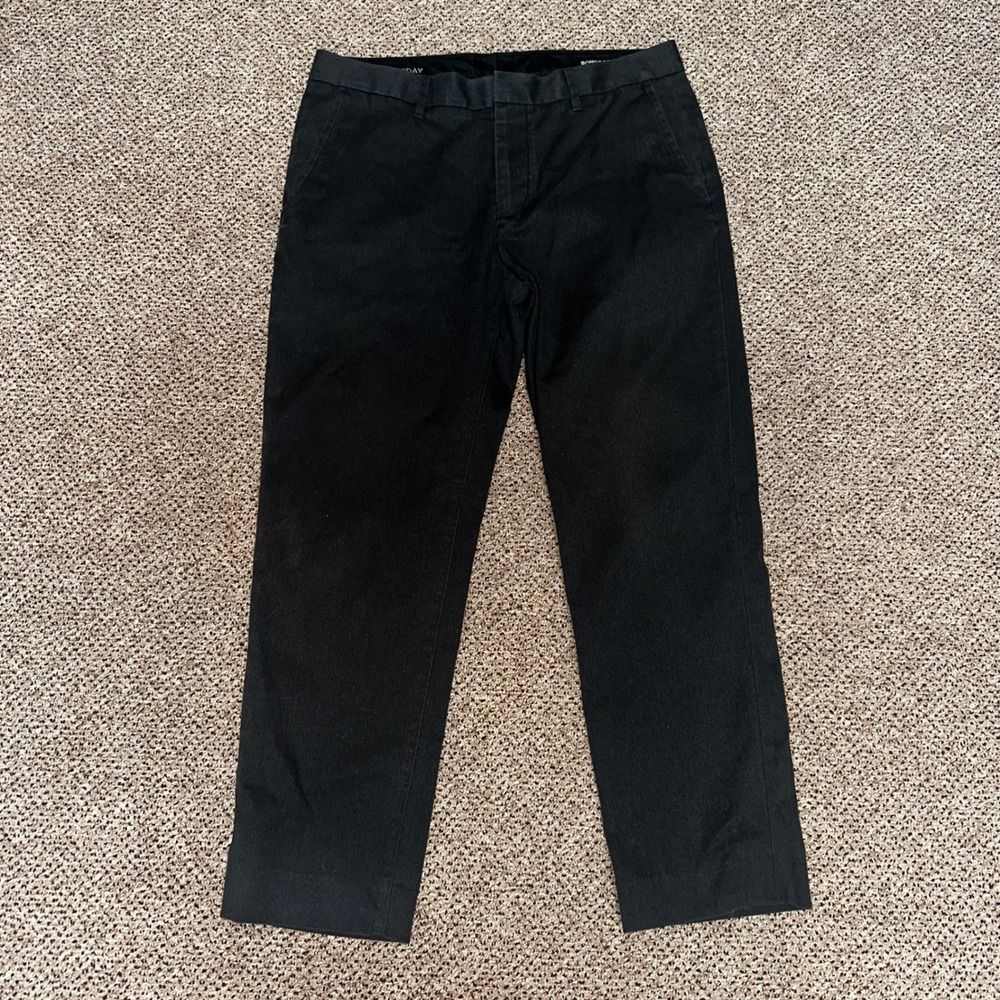 Bonobos Thursday Chino Pant Mens 33x30 Black Herringbone Stretch Cotton Trousers